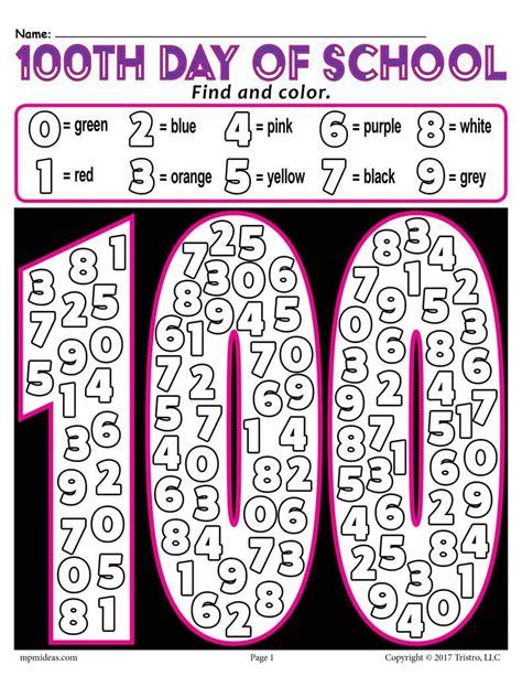 Find And Color 100th Day Of School Printable Worksheet 100th Day