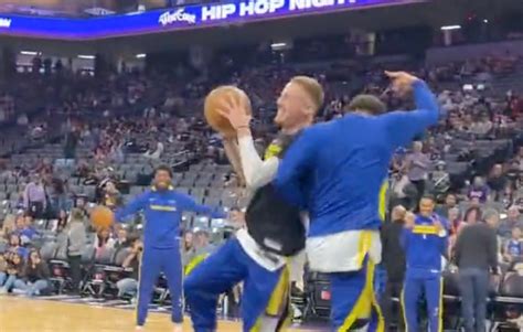Steph Curry Was Hilariously Hyped After Nailing A Pregame Trick Shot