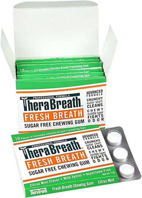 Therabreath Fresh Breath Chewing Gum Citrus Mint Flavor Relieves
