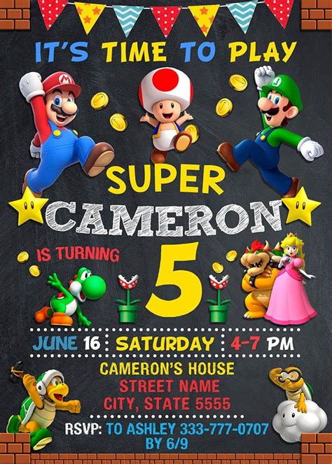 View Personalized Super Mario Birthday Invitations Pics Free