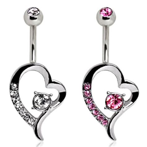 316l Surgical Steel Floating Heart Navel Ring Stomach Piercings