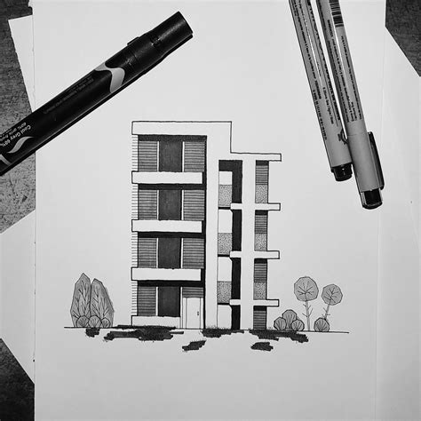 Modern Facade House Design Drawing Architecture Drawing Architecture Drawing Sketchbooks