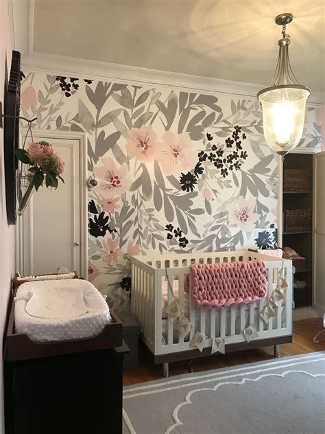 Baby Ella Baby Girl Nursery Inspiration Floral Wallpaper Girls Room