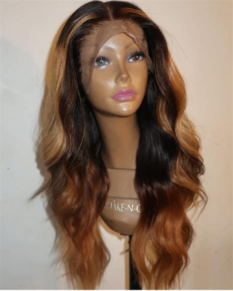 Magic Love Human Virgin Hair Ombre 1b27 Pre Plucked Lace Front Wig And Full Lace Wig For Black