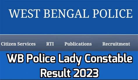WB Police Lady Constable Result 2023 Cut Off Marks Merit List Prb Wb