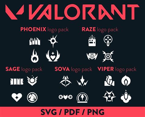 Valorant Agents Svg Png Pdf Abilities Phoenix Raze Sage Sova Viper Riot