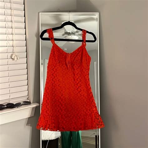 Lulu S Dresses Charmaine Red Orange Embroidered Mini Dress From
