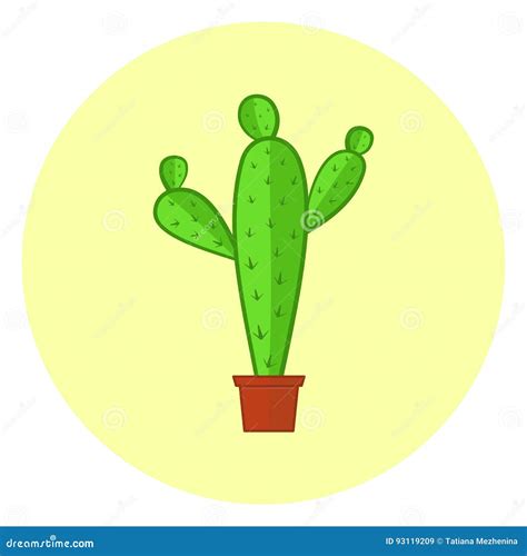 Cute Colorful Cacti Icon Bright Cactus In A Pot Stock Vector