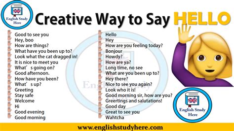 Other Ways To Say Hello In English Materials For