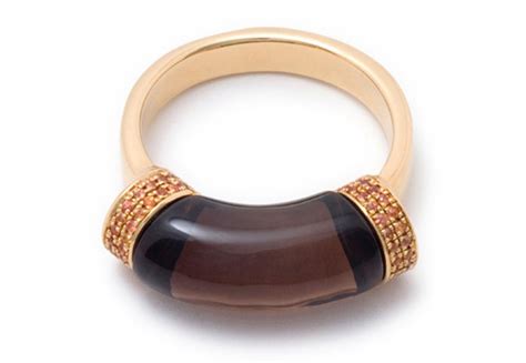 Hannah Martin Solid Shackle Ring With Smoky Topaz And Orange