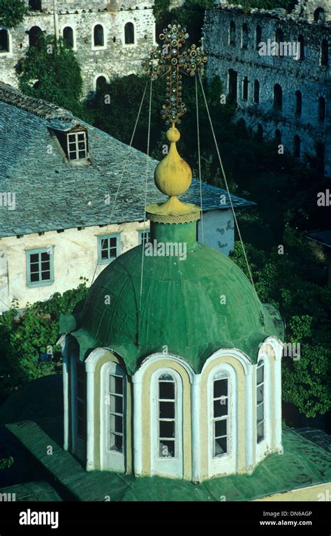 Church Dome Of Russian Orthodox Saint Panteleimon Monastery Or Agiou Panteleimonos Monastery
