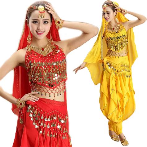 4pcs Set Adult Belly Dance Costume Bollywood Performance Indian Egypt Bellydance Womens Belly