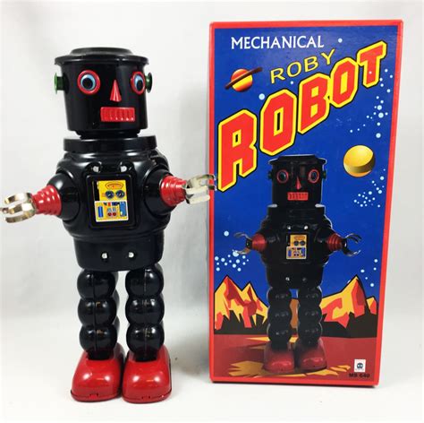 Robot Mechanical Walking Tin Robot Roby Robot Black Ha Ha Toy Ms640n
