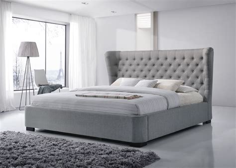 A king size bed is an excellent option for master bedrooms—ideally, you'll want your bedroom to be on the larger side. Manchester King-Size Tufted Wing Upholstered Platform Contemporary Bed in Grey Fabric - Walmart ...