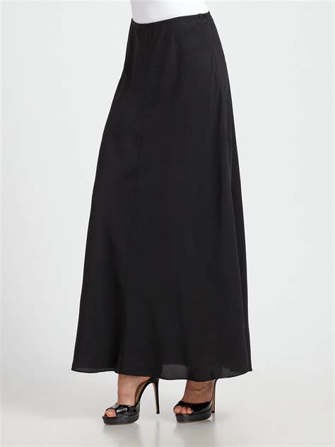 Eileen Fisher Silk Georgette Skirt In Black Lyst