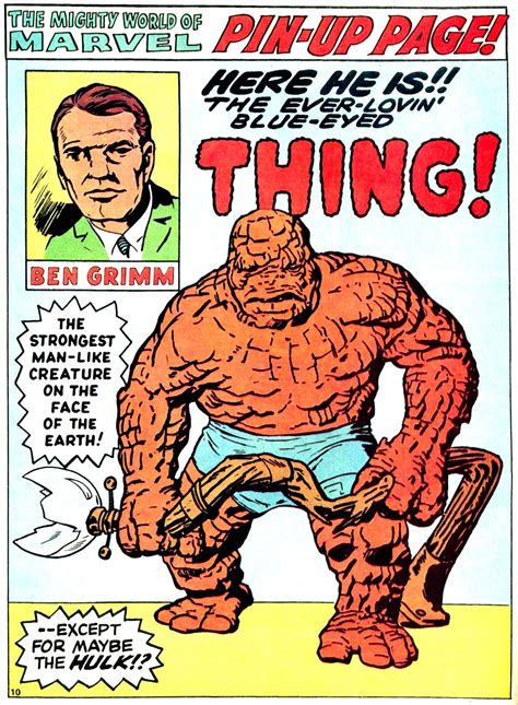 The Thing Pin Up By Jack Kirby Marvel Comic Universe Comics Universe