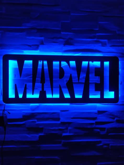 Marvel Led Sign Avengers Neon Sign Wall Lighting Art Battle Etsy