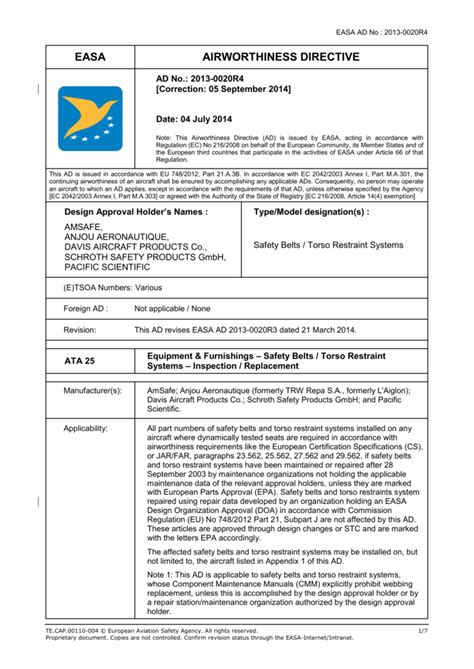 Easa Form 112 Npad Template Easa Airworthiness Directives