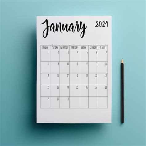 2024 Calendar Printable Blank Design Monthly Calendar Monday Start