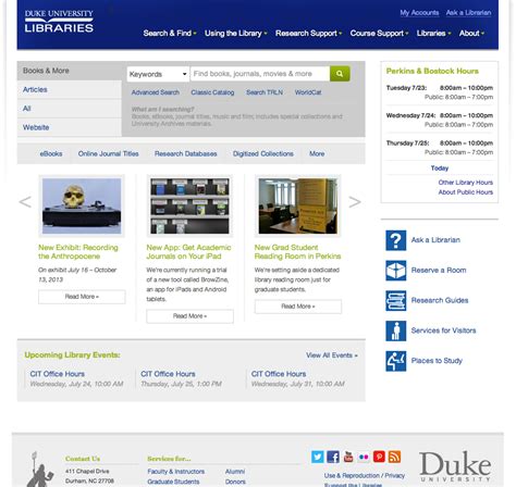 Website Redesign Portal Mockups - Duke University Libraries Blogs