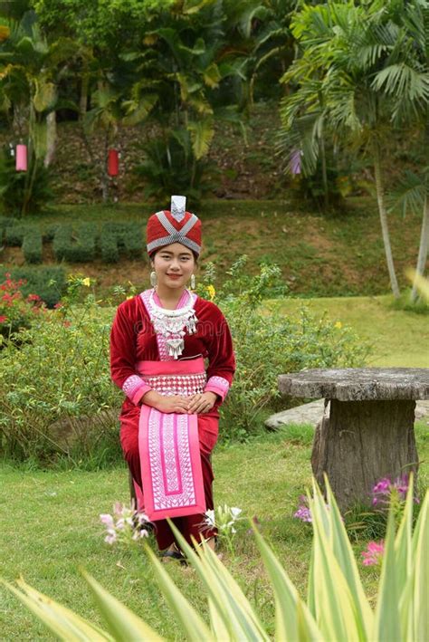 Portrait Of Unidentified H Mong Girls Wearing Traditional Dress