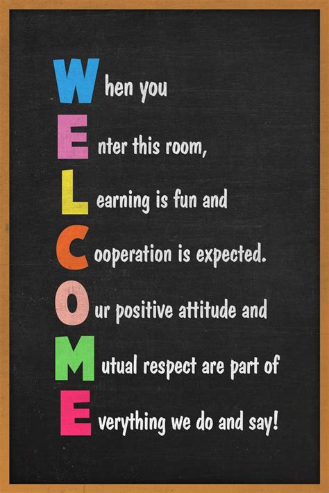 Laminated Welcome Classroom Sign Educational Poster 12x18 Inch Poster