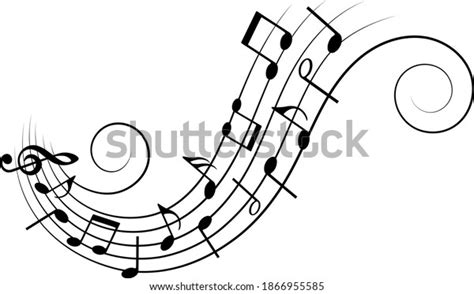 Music Notes Musical Wave Swirls Vector Stockvector Rechtenvrij