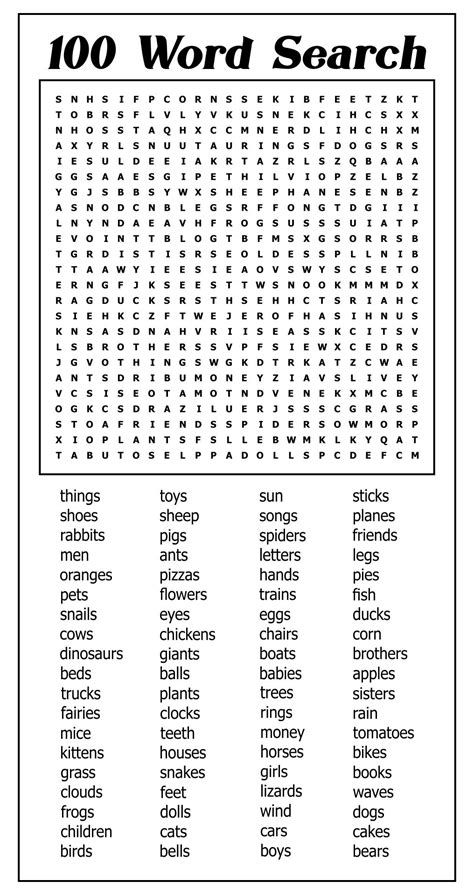 Free Printable Hard Word Searches