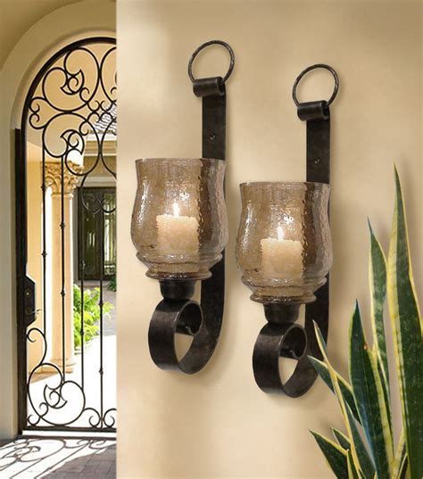 2 Tuscan Farmhouse Antique Wall Sconces Set Of 2 Candle Wall