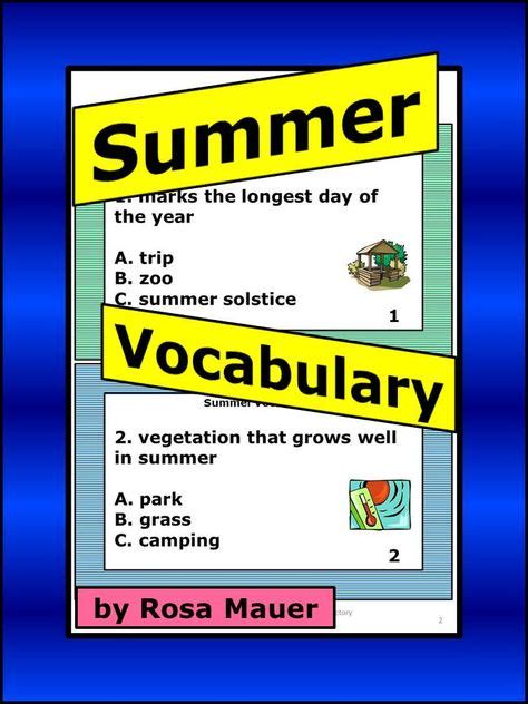 Summer Vocabulary On Each Of These 30 Task Cards There Is A