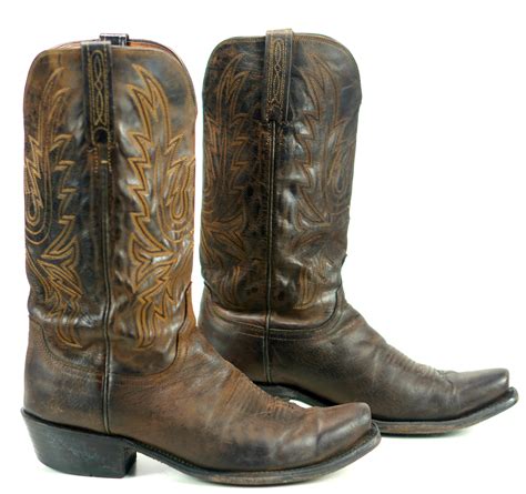 Lucchese 1883 Mens Distressed Brown Leather Cowboy Western Boots Snip