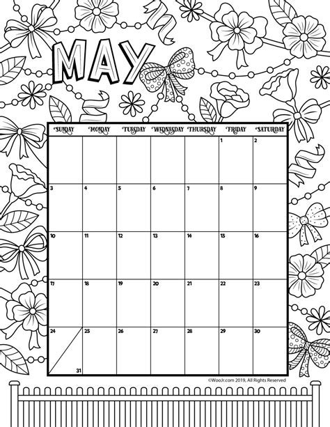 May 2020 Coloring Calendar Woo Jr Kids Activities Childrens