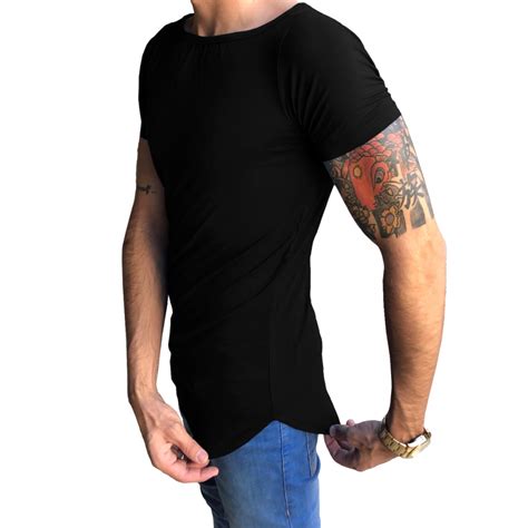 Camiseta Long Masculina Swag Oversized Longline Zhoe Moda Básica E