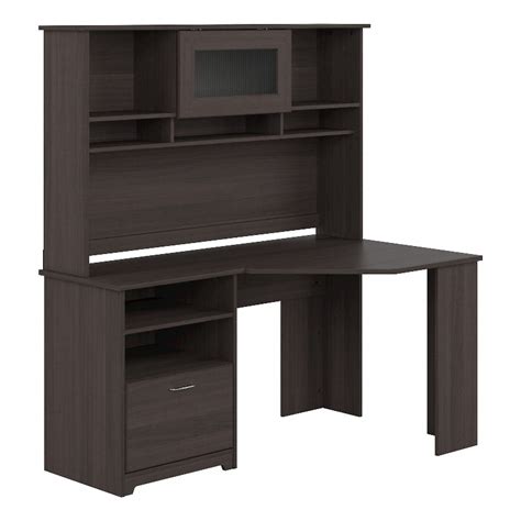 Cabot Corner Desk With Hutch In Heather Gray Engineered Wood