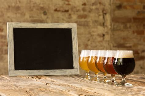 Free Photo Glasses Of Different Kinds Of Dark And Light Beer On