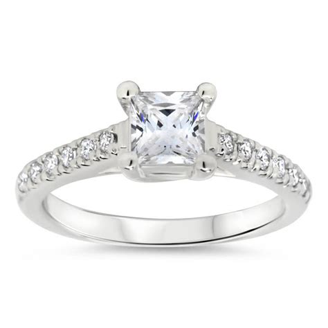 Princess Cut Moissanite Engagement Ring Moissanite and Diamonds- Chris