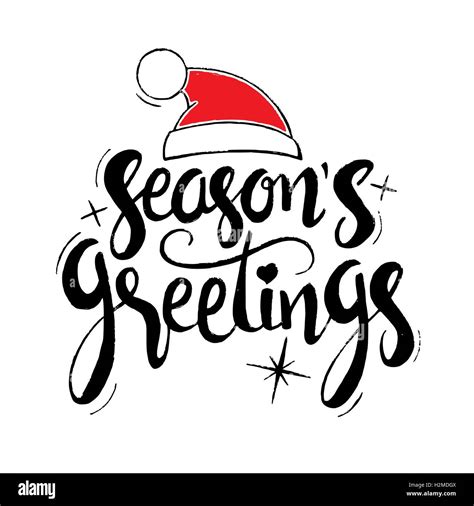 Seasons Greetings Lettering Modern Vector Hand Drawn Calligraphy With