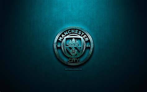 Download Wallpapers Manchester City Fc Blue Metal Background Premier
