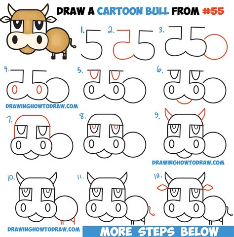 See more ideas about cartoon letters, cartoon, letters. How to Draw a Cartoon Bull / Cow from Numbers & Letters ...