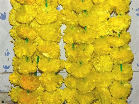 Find yellow orange artificial flowers, like this adorable marigold bush. 5 Feet Artificial Marigold Flowers Garlands Home Wedding ...