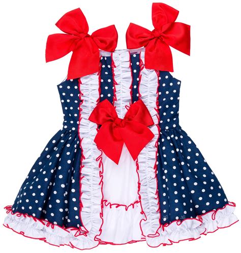Nini Moda Infantil Girls Navy Blue And White Polka Dot Flared Dress