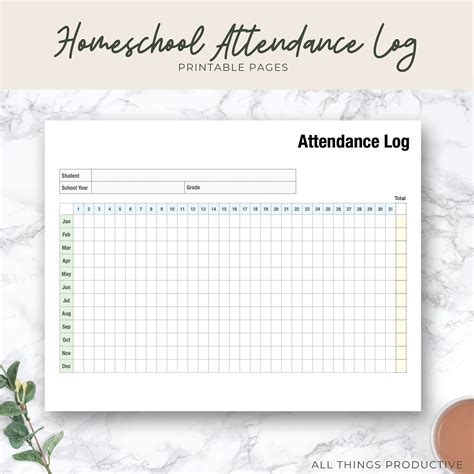 Homeschool Attendance Log Printable Homeschool Planner Etsy