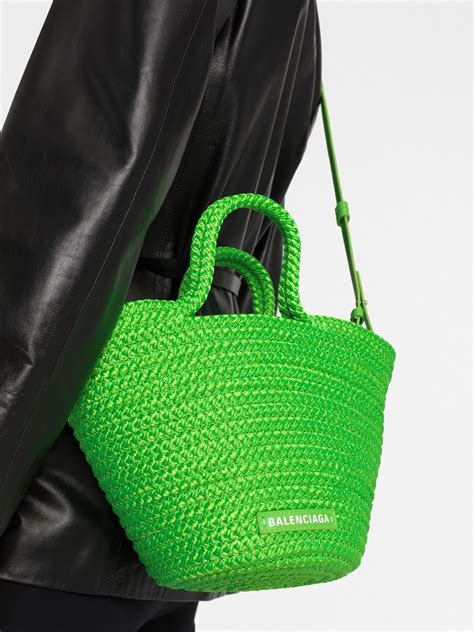 Balenciaga S Ibiza Basket Tote Bag In Green Modesens