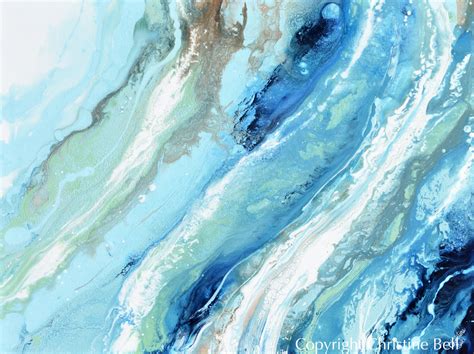 Original Art Blue White Abstract Painting Ocean Modern Coastal Decor