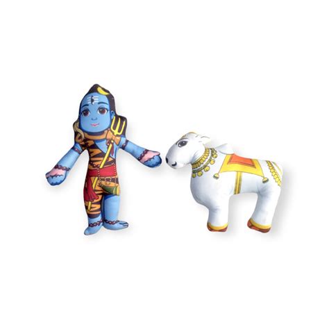 Shiva And Nandi Doll Set Soft Toys Hare Krishna Das