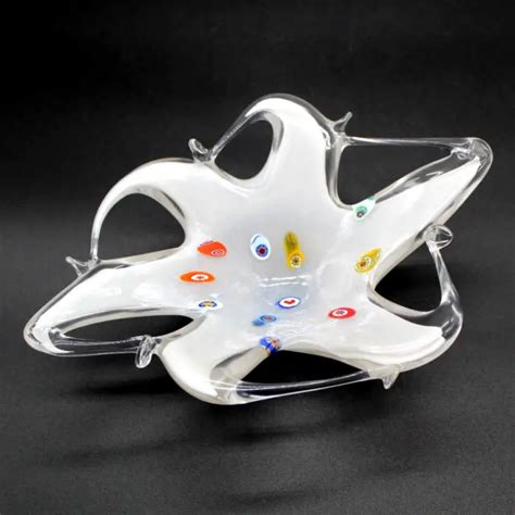 Vintage Murano Millefiori Art Glass Starfish Bowl Candy Trinket Dish