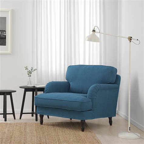 Armchairs, ottomans & sofa tables. STOCKSUND Armchair - Ljungen blue, black/wood | Ikea ...