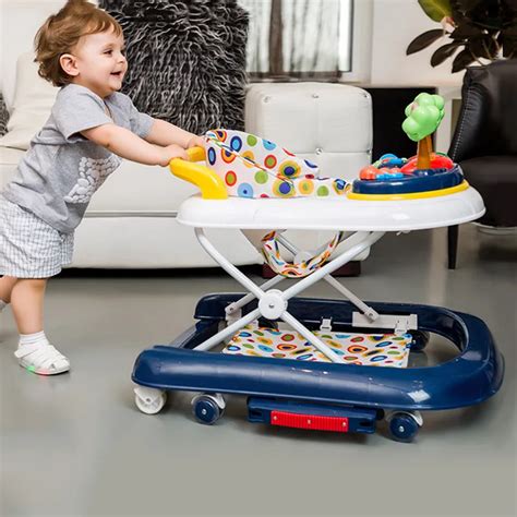 Foldable Baby Walker Adjustable Baby Walker With Wheels Anti Rollover