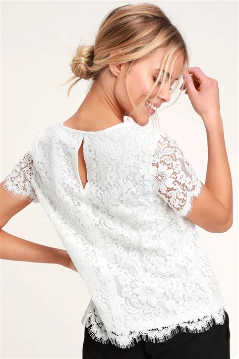 White Lace Top Idea With Keyhole Back Just Without The Scalloped Edges Add Solid Hemming