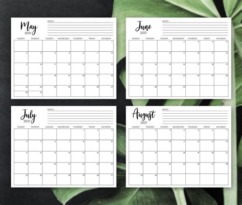 Printable Calendar 2022 Calendar Planner Insert Minimalist Etsy